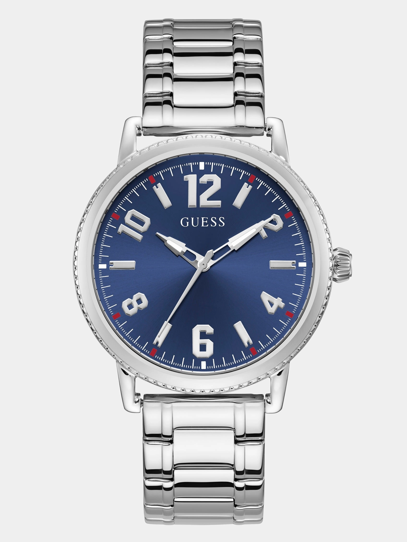 Silver-Tone and Blue Analog Watch