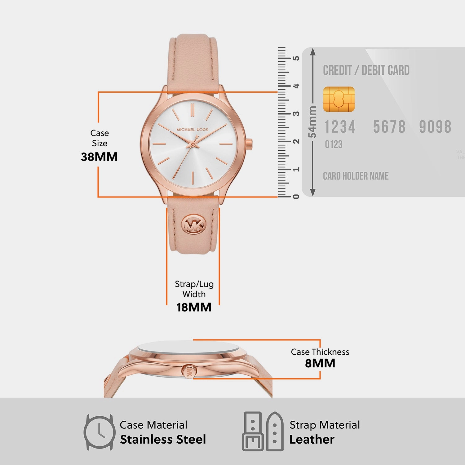 Slim Runway Women Quartz White Dial Analog Stainless Steel Watch MK7467