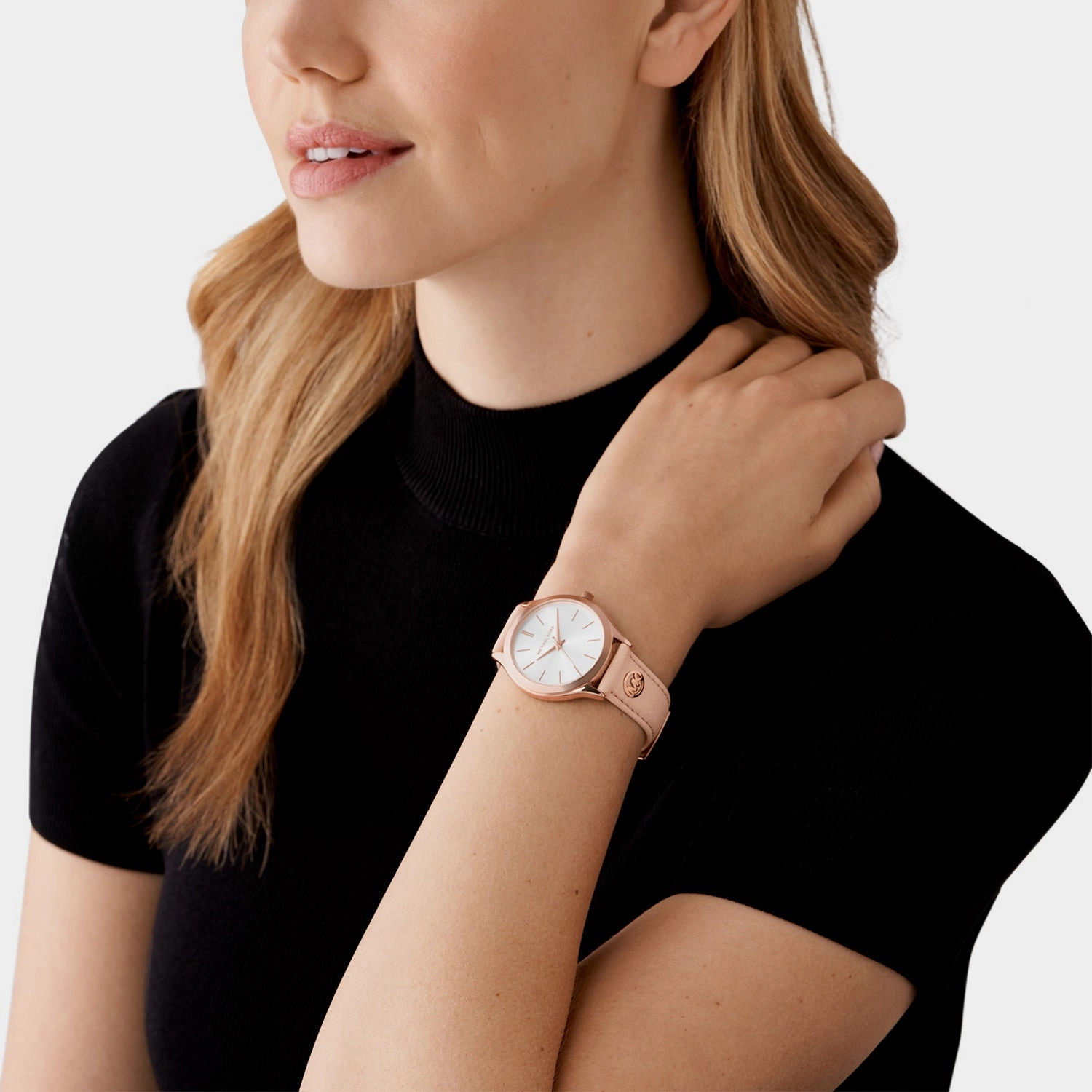Slim Runway Women Quartz White Dial Analog Stainless Steel Watch MK7467