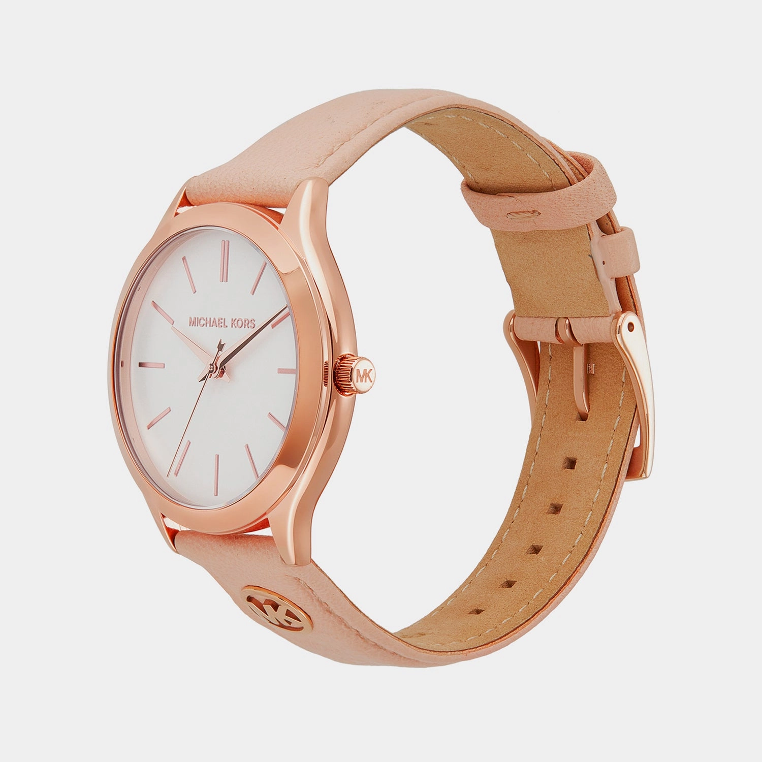Slim Runway Women Quartz White Dial Analog Stainless Steel Watch MK7467