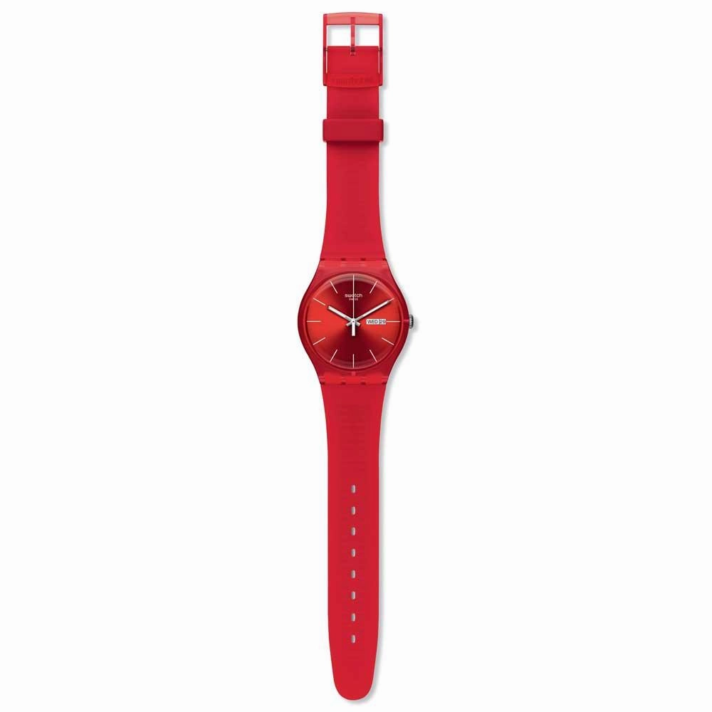 Swatch SUOR701 Unisex Red Rebel Silicon Rubber Strap Dark Red Dial Watch