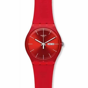 Swatch SUOR701 Unisex Red Rebel Silicon Rubber Strap Dark Red Dial Watch