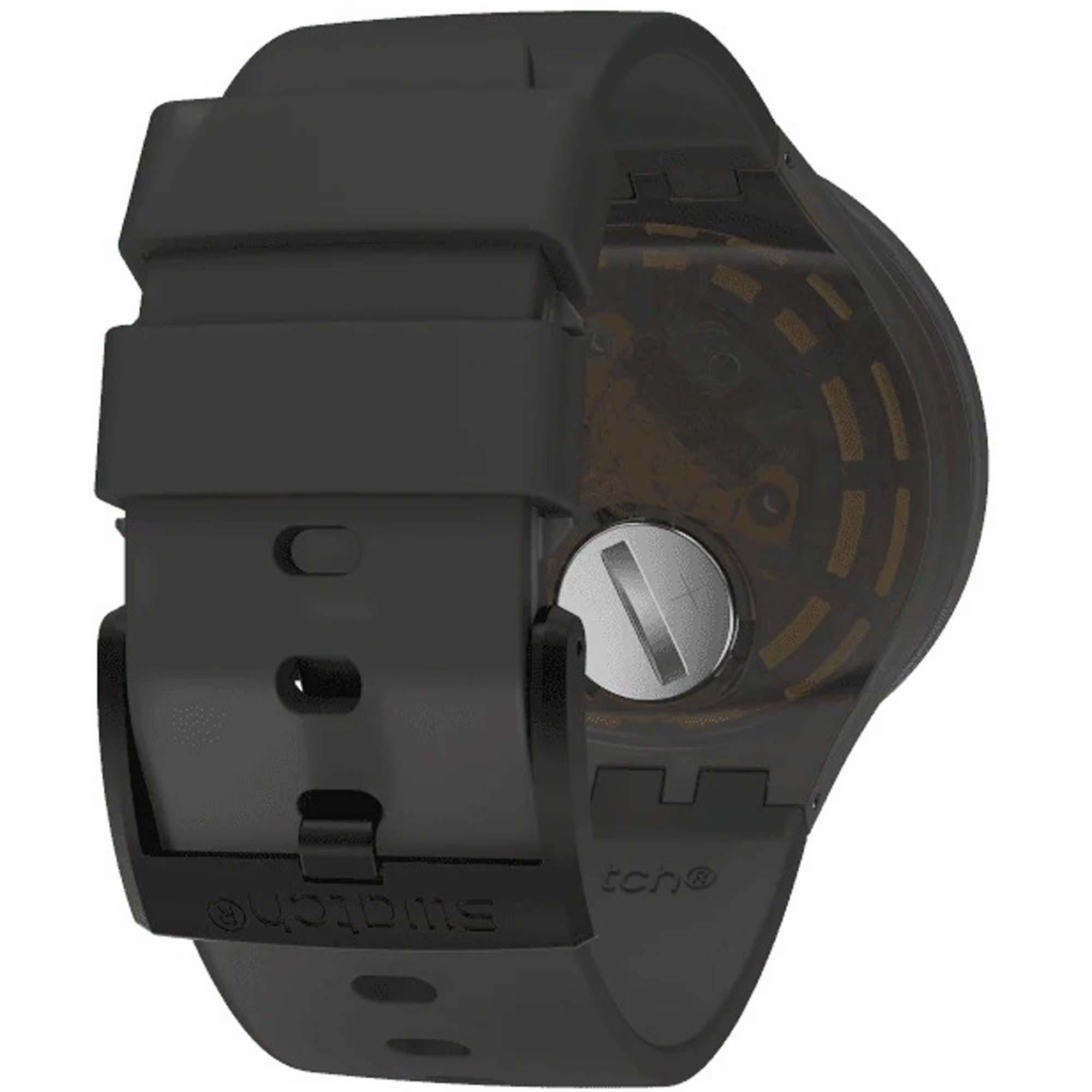 Swatch Unisex Watch - Big Bold Fire Taste Skeleton Dial Black Rubber Strap | SO27B112