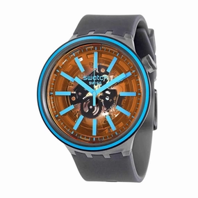 Swatch Unisex Watch - Big Bold Fire Taste Skeleton Dial Black Rubber Strap | SO27B112