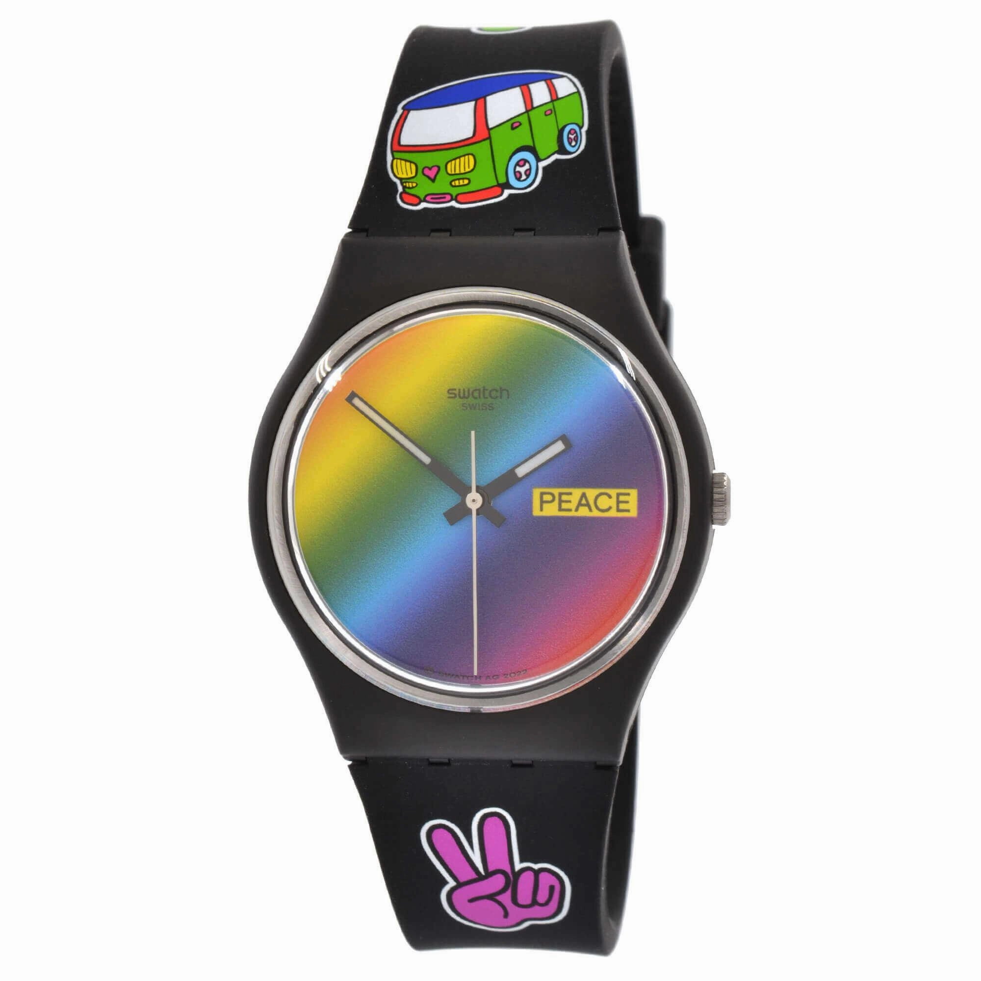 Swatch Unisex Watch - Bioceramic Flower Power Go With The 'Bow Swiss Quartz | SO31B101