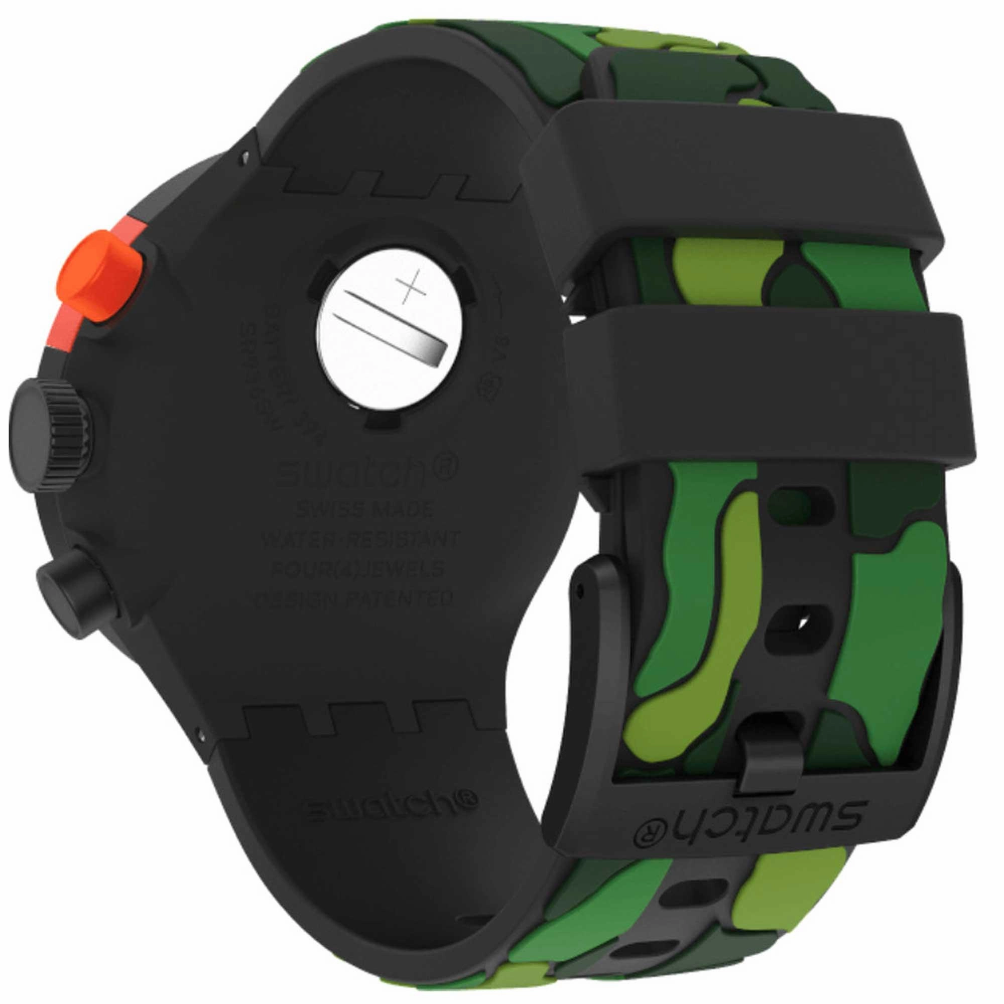 Swatch Unisex Watch - Monthly Drops Escapejungle Chronograph Green Dial | SB02B409