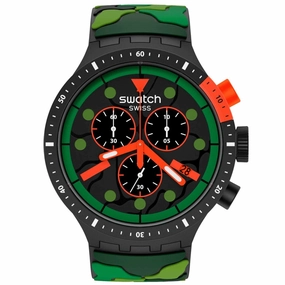 Swatch Unisex Watch - Monthly Drops Escapejungle Chronograph Green Dial | SB02B409