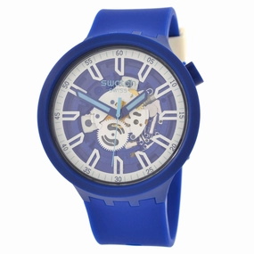 Swatch Unisex Watch - Monthly Drops Iswatch Blue Quartz Skeleton Dial | SB01N102