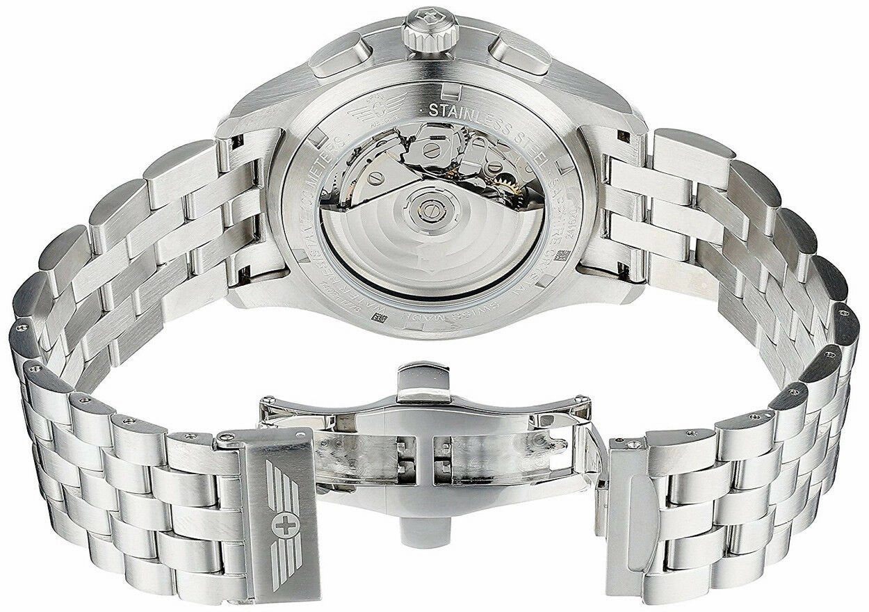 Swiss Army Airboss Mechanical Automatic Chronograph Steel Mens Watch Date 241621