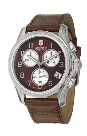 Swiss Army Chrono Classic Steel Womens Strap Watch Quartz Brown & MOP Dial 241420