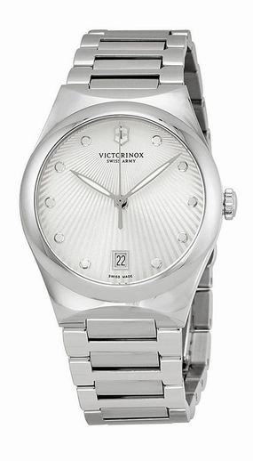 Swiss Army Victoria Stainless Steel Womens Watch Silver Dial Calendar 241630