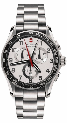 Swiss Army Victorinox Chrono Classic XLS Chronograph Tachymeter Scale Mens Steel Watch Date 241213