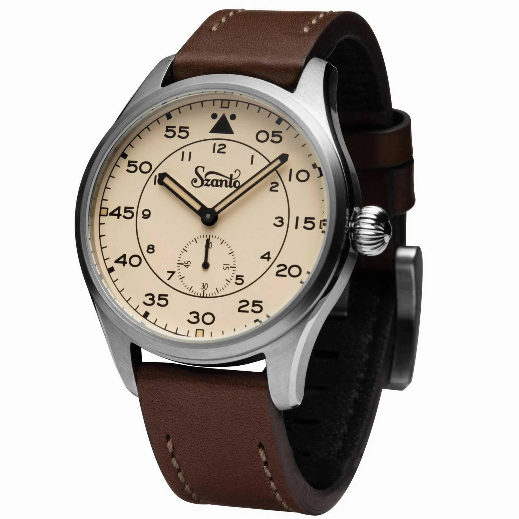 Szanto Men's Quartz Watch - Heritage Aviator Ivory Dial Silver Tone Case | SZ 2752