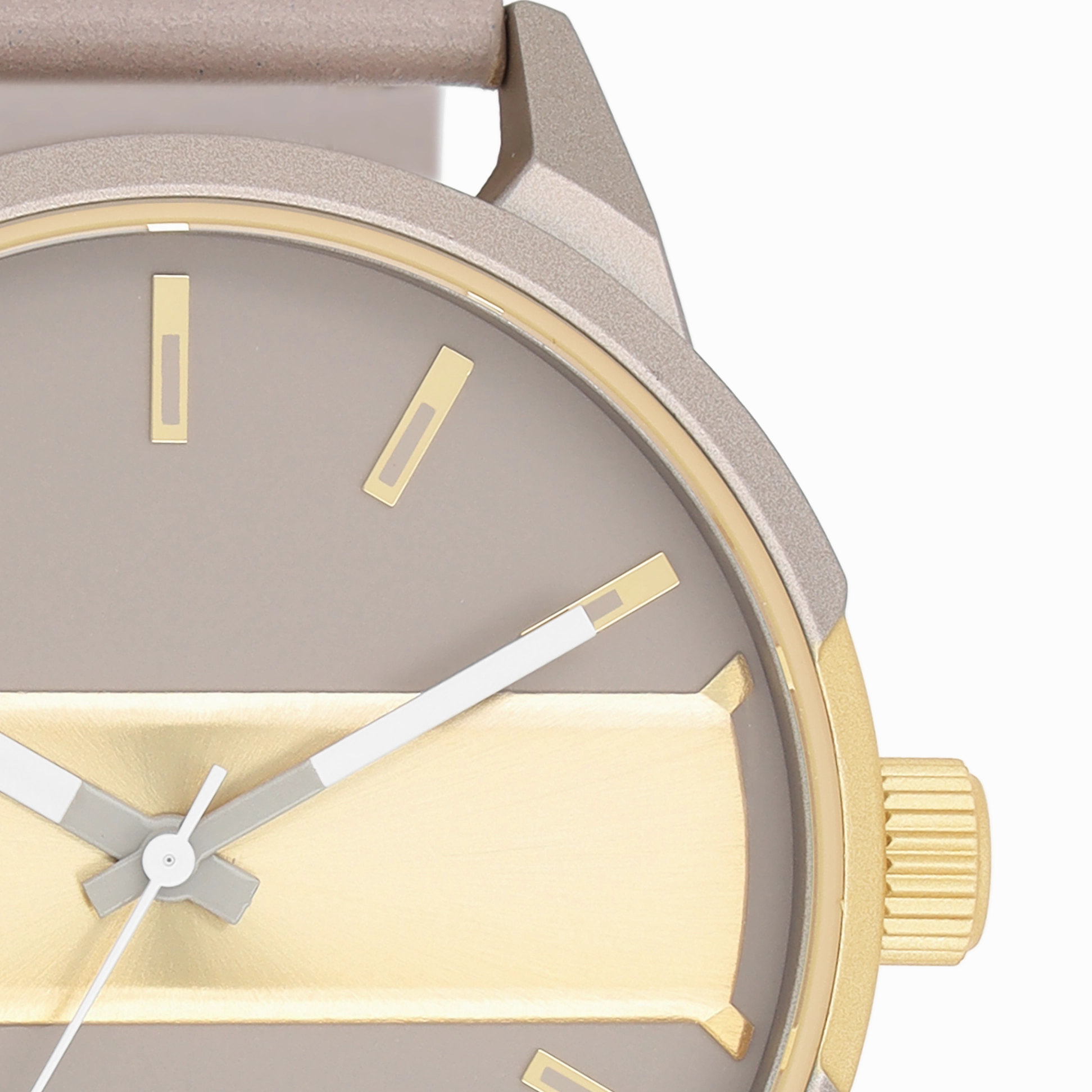 Taupe/gold OOZOO watch with taupe leather strap - C11317