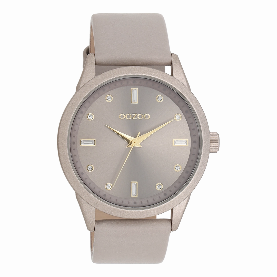 Taupe OOZOO watch with leather strap - C11287