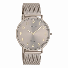 Taupe OOZOO watch with metal mesh bracelet - C20380