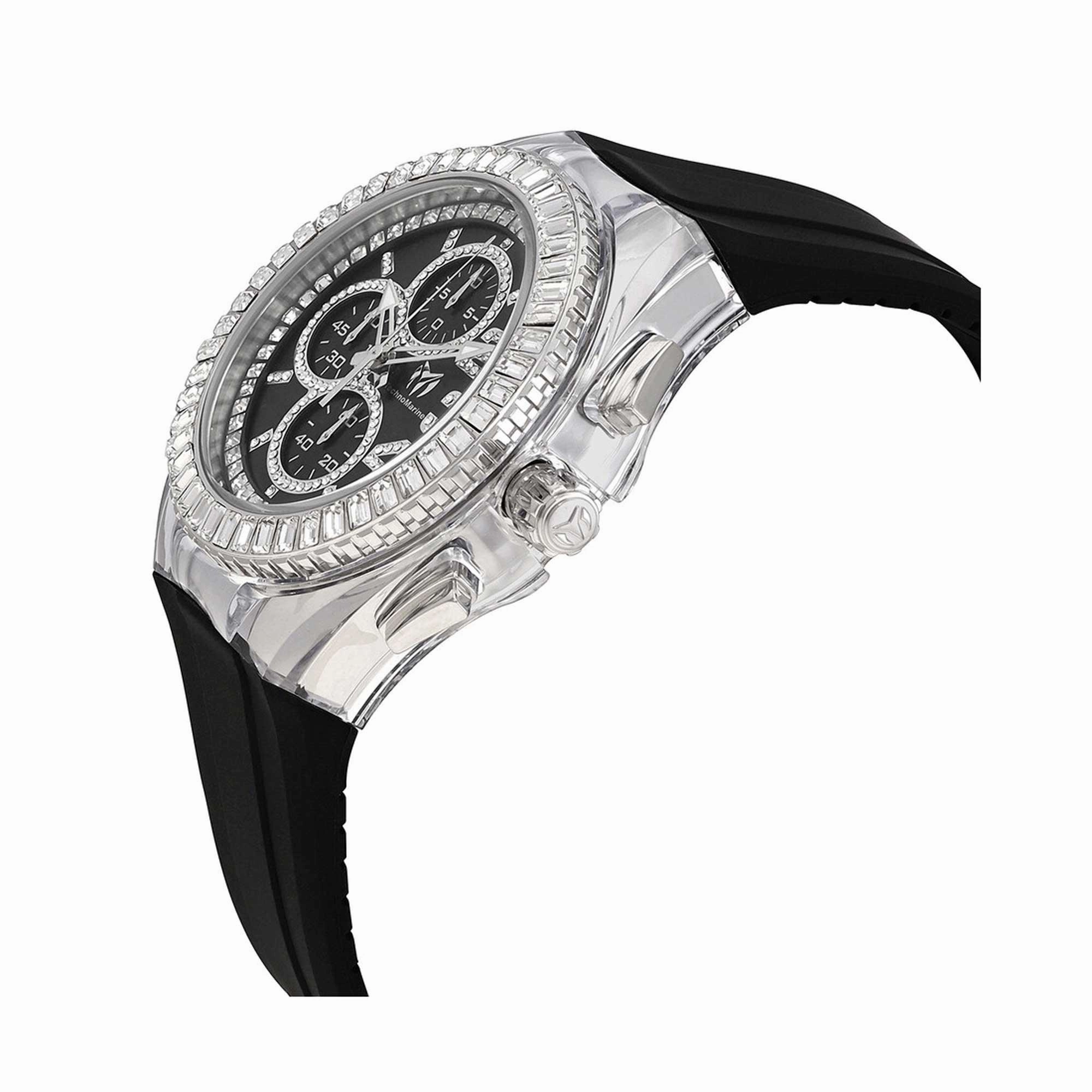 Technomarine Men's Watch - Cruise Glitz Quartz Black Dial Rubber Strap | TM-121006