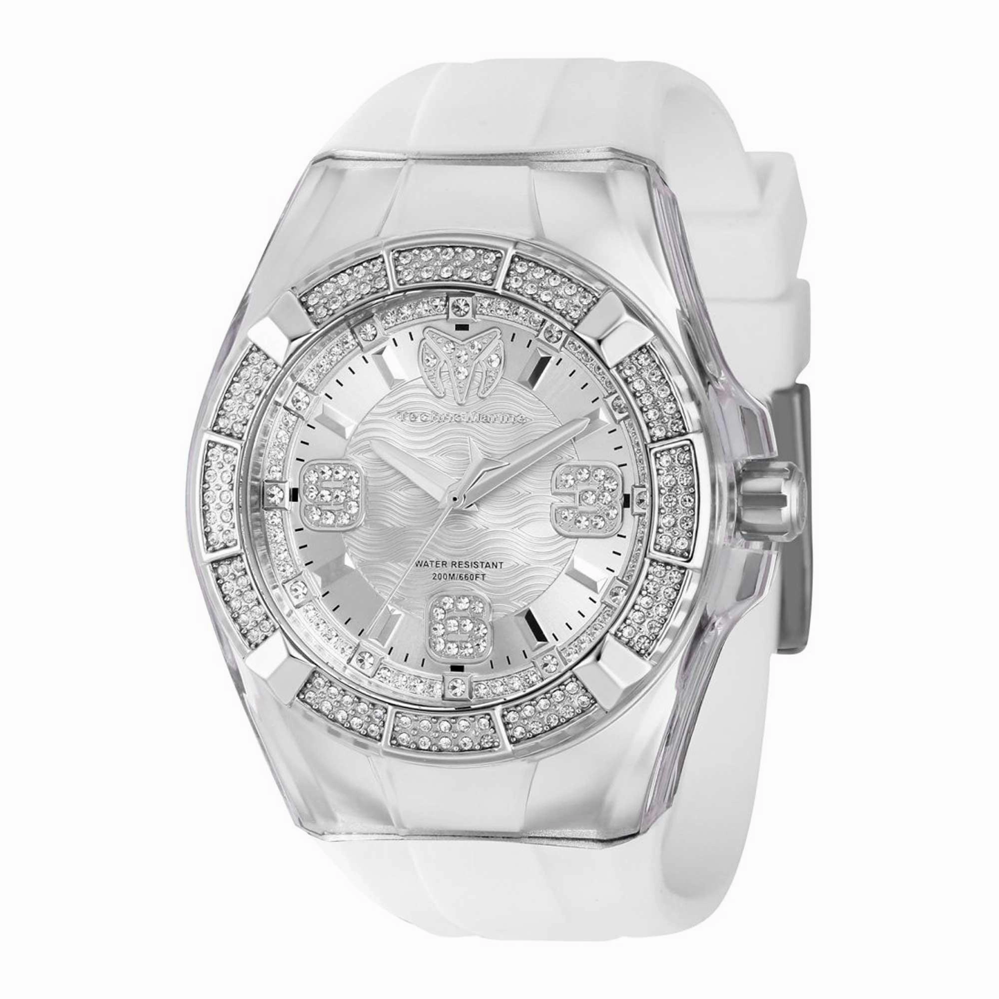 Technomarine Men's Watch - Cruise Glitz Silver Dial White Silicone Strap | TM-121092