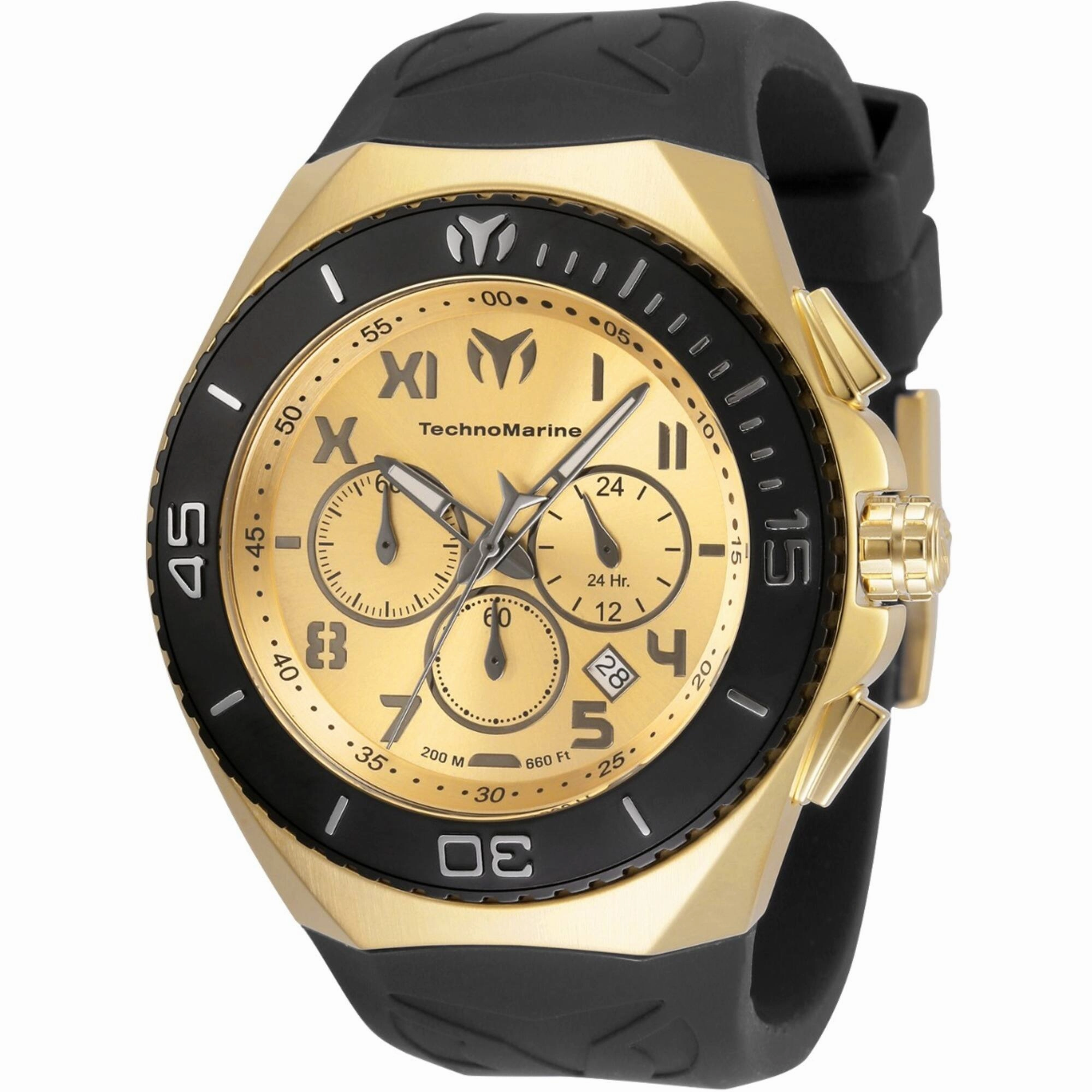 Technomarine Men's Watch - Manta Ocean Gold Dial Black Silicone Strap | TM-220017
