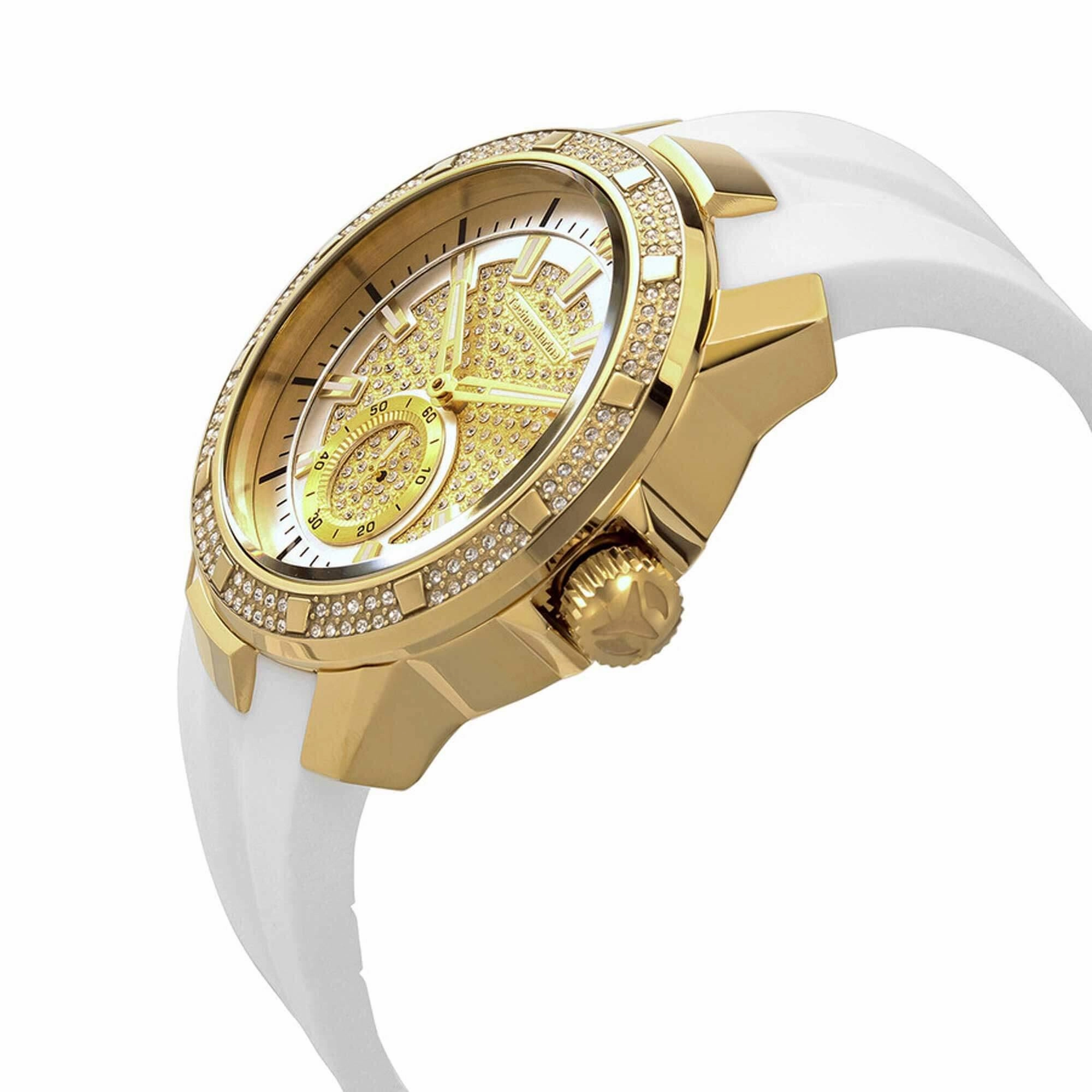 Technomarine Men's Watch - UF6 Silver and Gold Dial White Silicone Strap | TM-621016