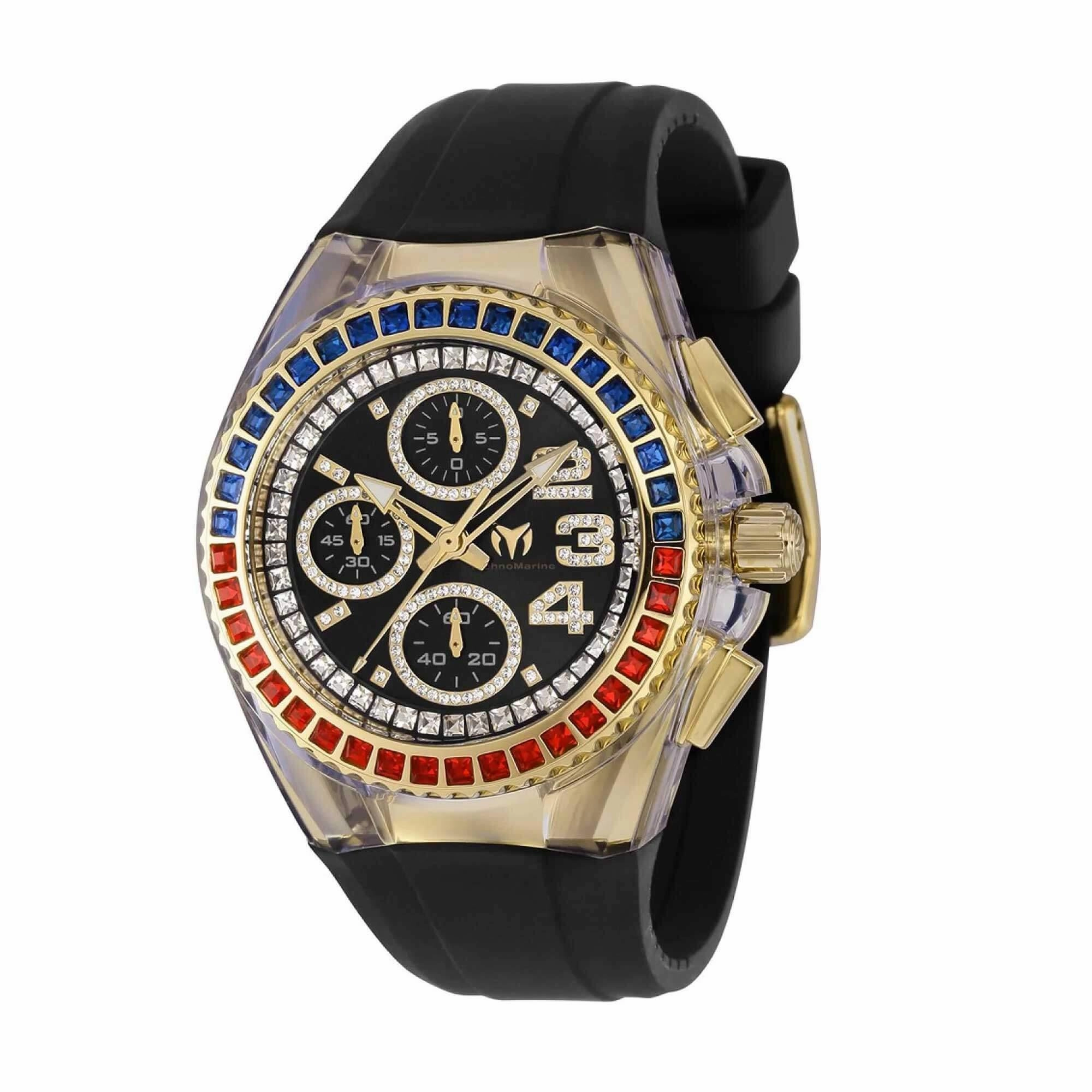 Technomarine Unisex Watch - Cruise Glitz Chrono Black Dial Rubber Strap | TM-121046