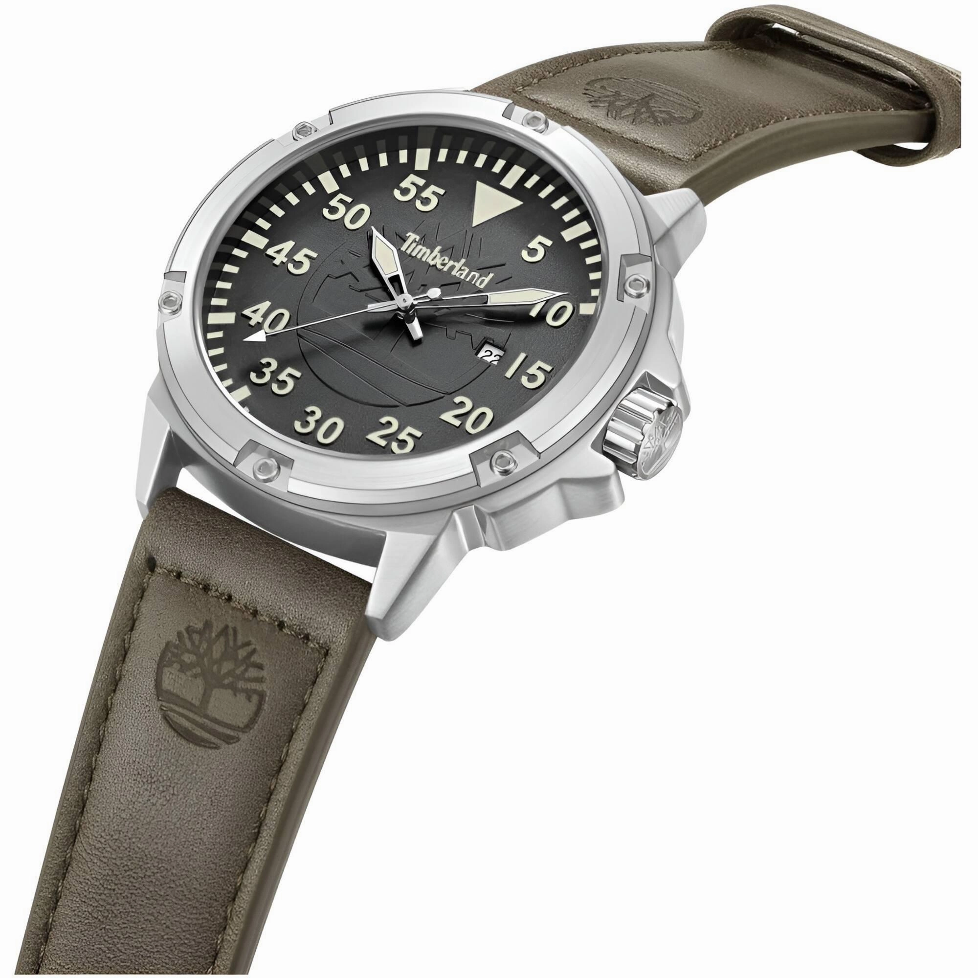Timberland Men's Watch - Quartz Grey Dial Brown Genuine Leather Strap | TDWGB9002801