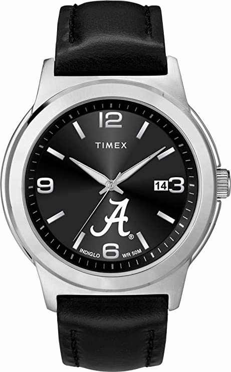 Timex Men's Alabama Crimson Tide Bama Watch Black Leather Band Ace