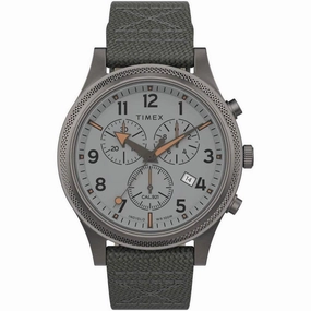 Timex Men's Chronograph Watch - Allied Silver Dial Grey Fabric Strap | TW2T75700VQ