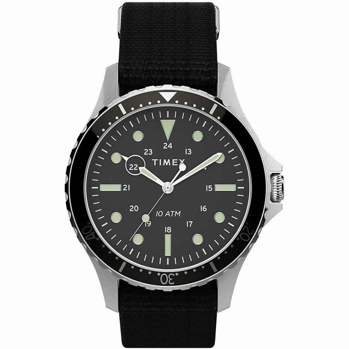 Timex Men's Quartz Watch - Navi XL Rotating Bezel Black Dial Strap | TW2T75600VQ
