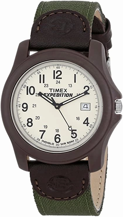 Timex Men's T49101 Expedition Camper Green Nylon/Leather Strap Watch