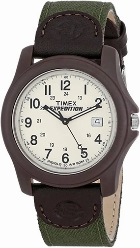 Timex Men's T49101 Expedition Camper Green Nylon/Leather Strap Watch