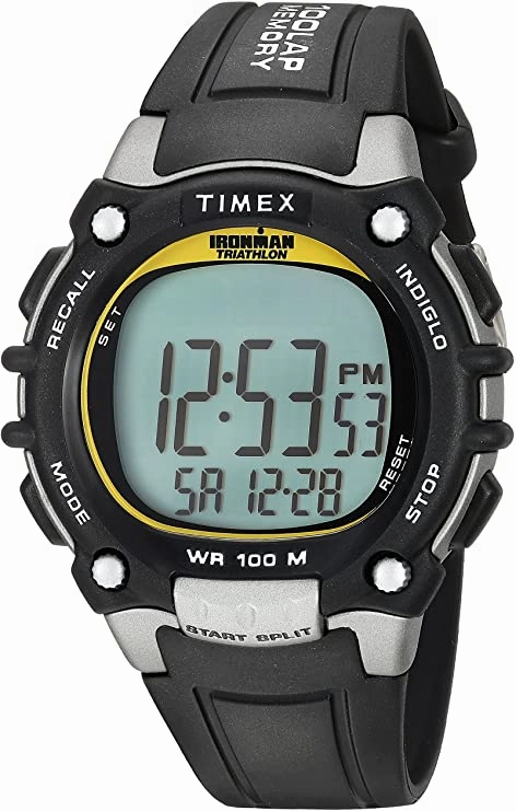 Timex Men's T5E231 Ironman Classic 100 Black/Yellow Resin Strap Watch