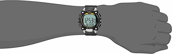 Timex Men's T5E231 Ironman Classic 100 Black/Yellow Resin Strap Watch