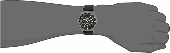 Timex Men's TW4B01900 Expedition Scout 40 Black Leather Strap Watch