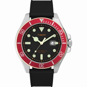 Timex Men's Watch - Harborside Coast Black Dial Rubber Strap Quartz | TW2V27300VQ