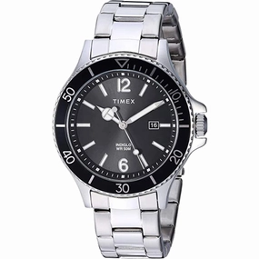 Timex Men's Watch - Harborside Quartz Black Dial Silver Tone Bracelet | TW2R64600JT