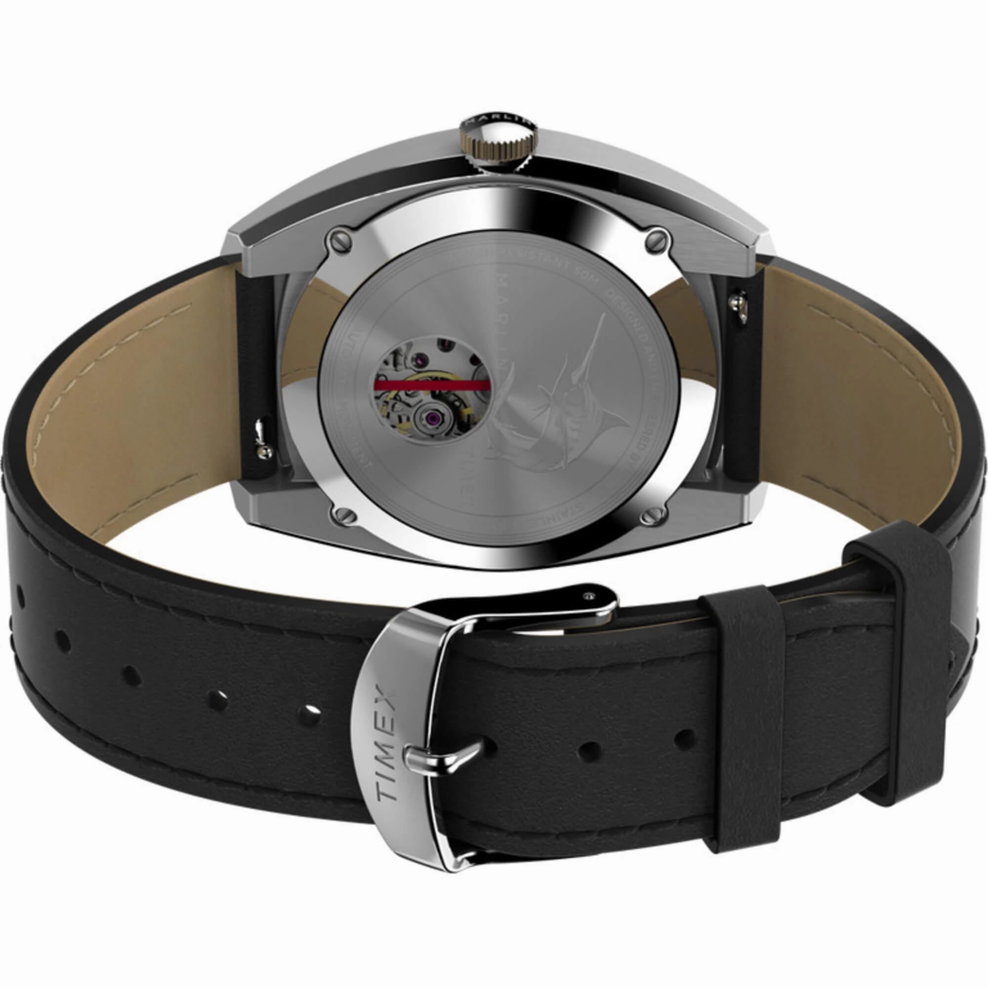 Timex Men's Watch - Marlin Automatic Date Display Black Leather Strap | TW2V62100