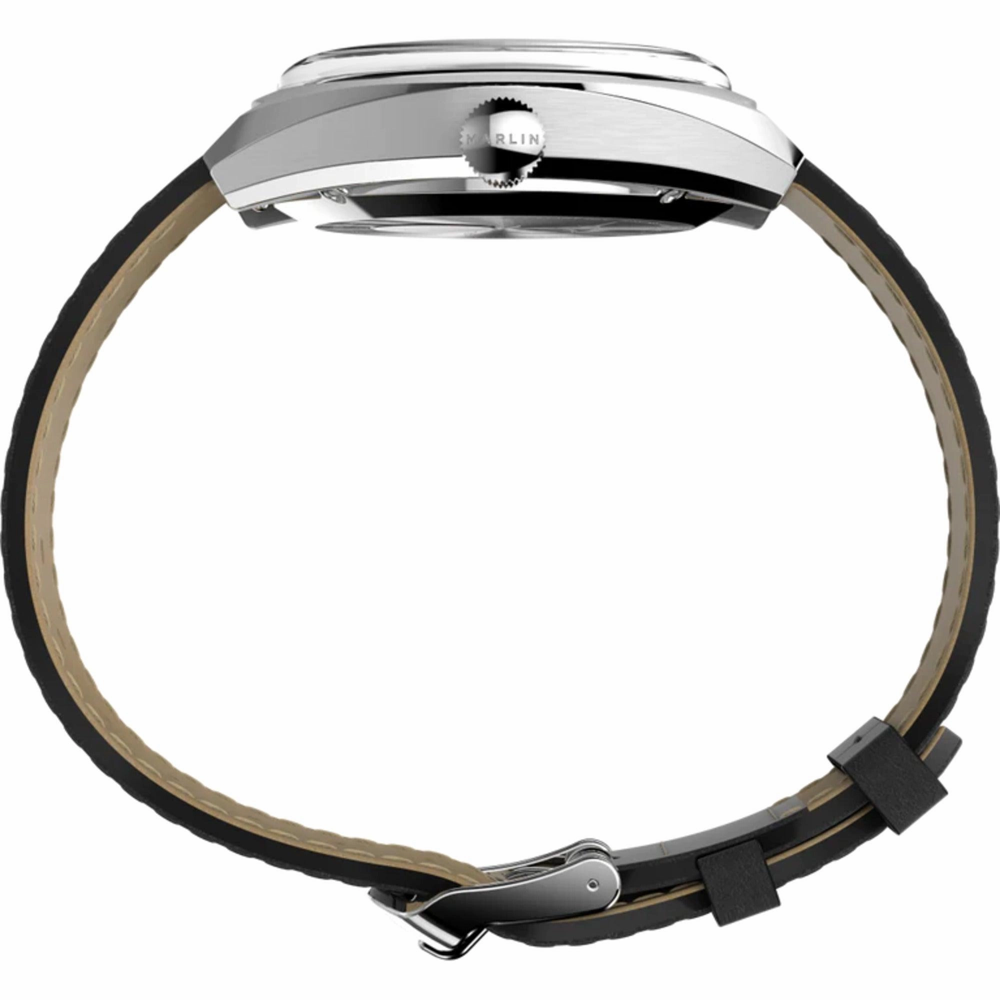 Timex Men's Watch - Marlin Automatic Date Display Black Leather Strap | TW2V62100
