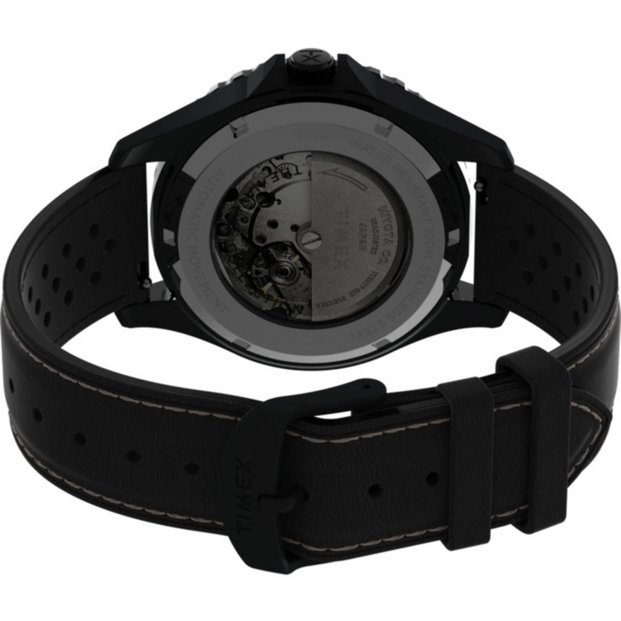 Timex Men's Watch - Navi XL Automatic Date Display Black Leather Strap | TW2V41400ZV
