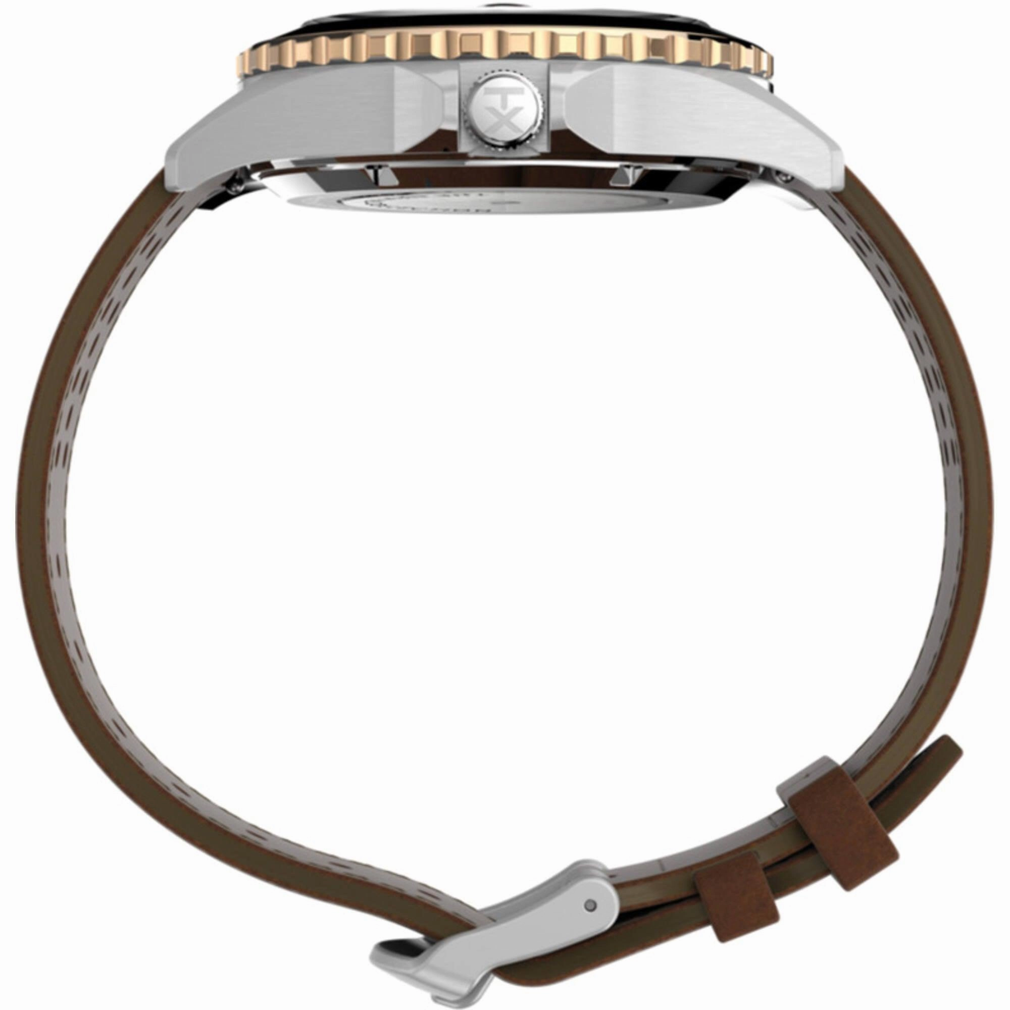 Timex Men's Watch - Navi XL Automatic Date Display Brown Leather Strap | TW2V41500ZV