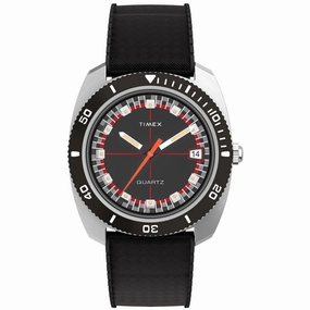Timex Men's Watch - Q Timex Reissue Black Dial Synthetic Rubber Strap | TW2W22400ZV