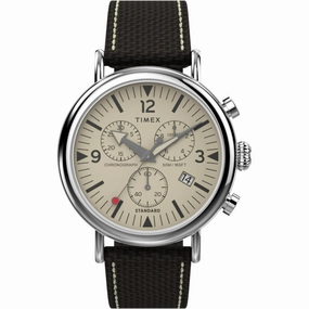 Timex Men's Watch - Standard Chronograph Cream Dial Silver Brass Case | TW2V43700VQ