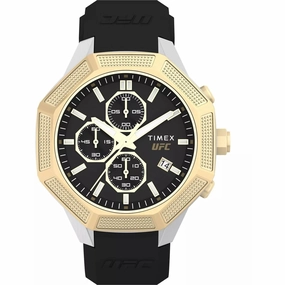 Timex Men's Watch - UFC King Chrono Gold Tone Bezel Black Dial Strap | TW2V87300