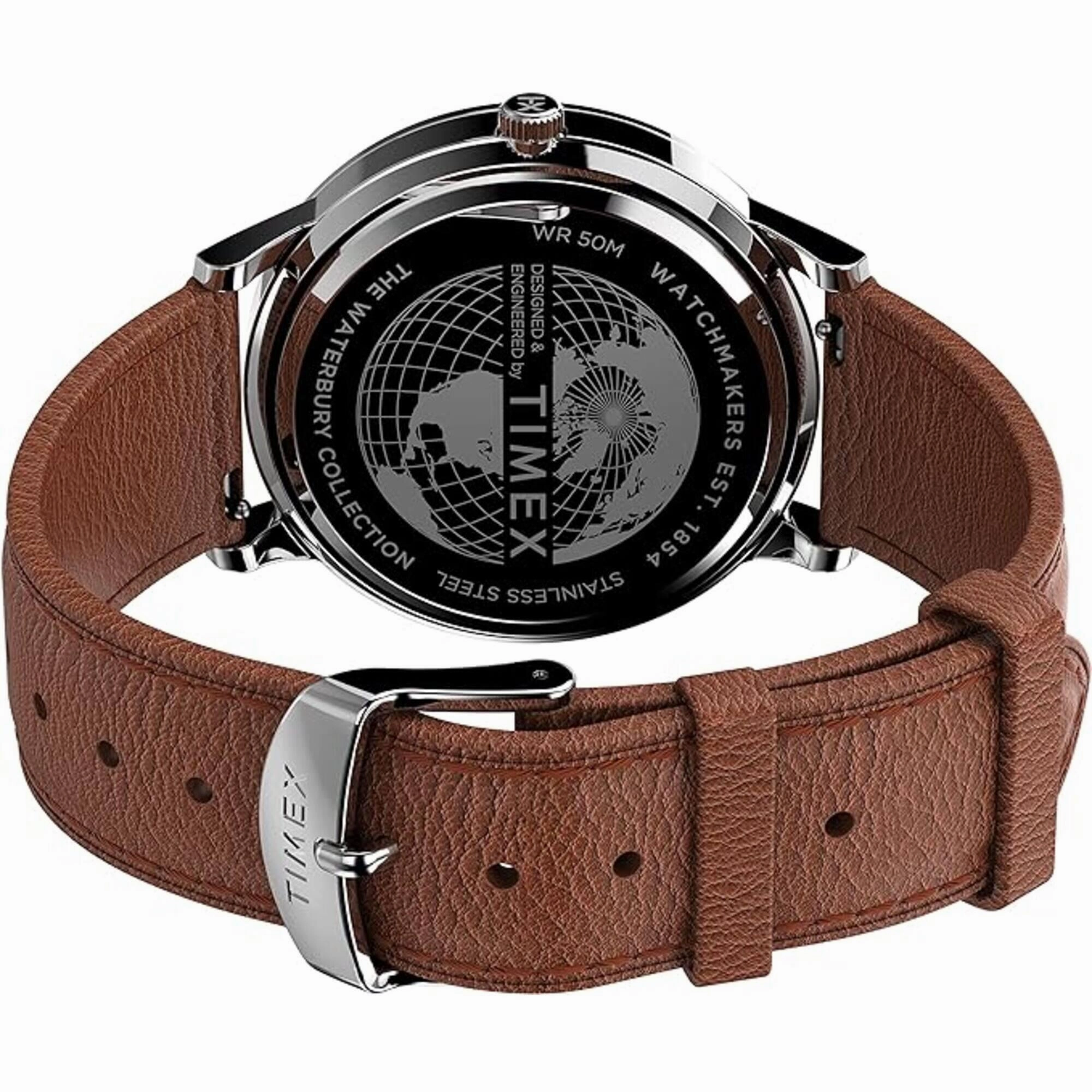 Timex Men's Watch - Waterbury Date Display White Dial Leather Strap | TW2V46500VQ