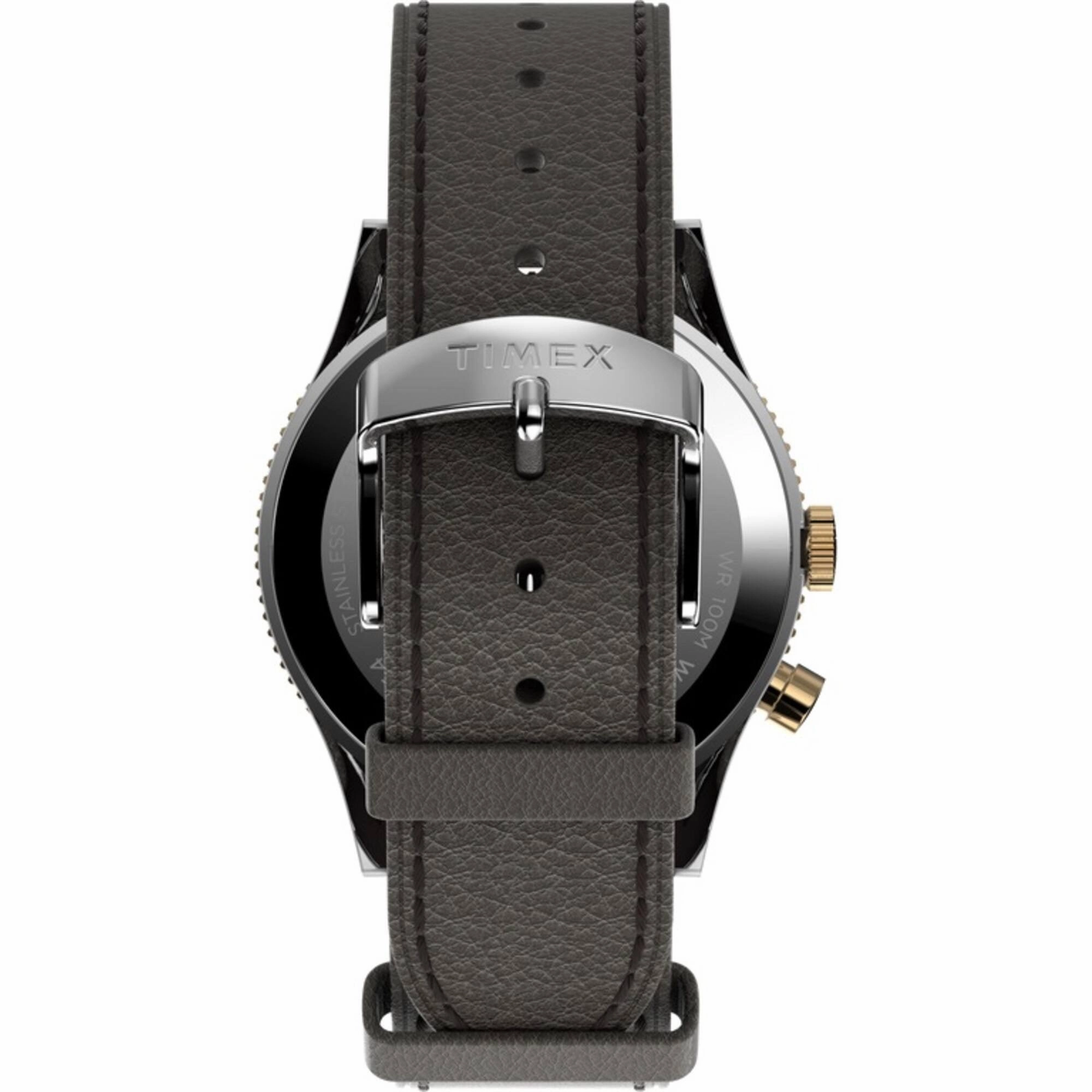 Timex Men's Watch - Waterbury Traditional GMT White Dial Leather Strap | TW2U99100