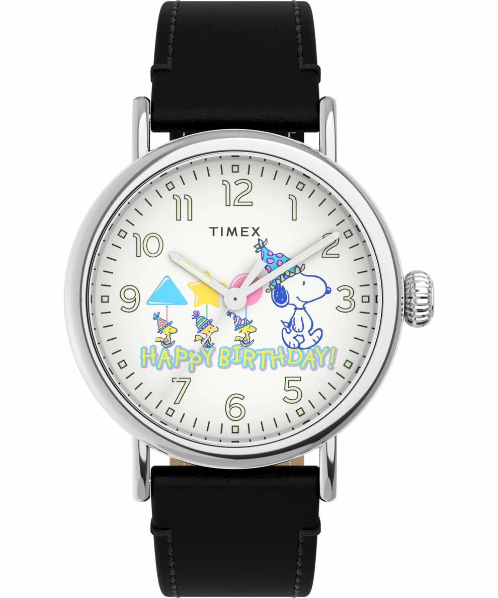 Timex Standard x Peanuts Featuring Snoopy Happy Birthday 40mm Leather Strap Watch