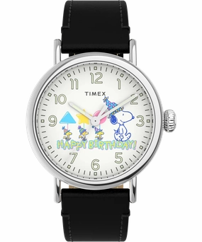 Timex Standard x Peanuts Featuring Snoopy Happy Birthday 40mm Leather Strap Watch