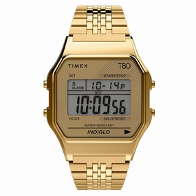 Timex T80 Retro Digital Watch TW2R79200 Gold Tone, Stainless Steel