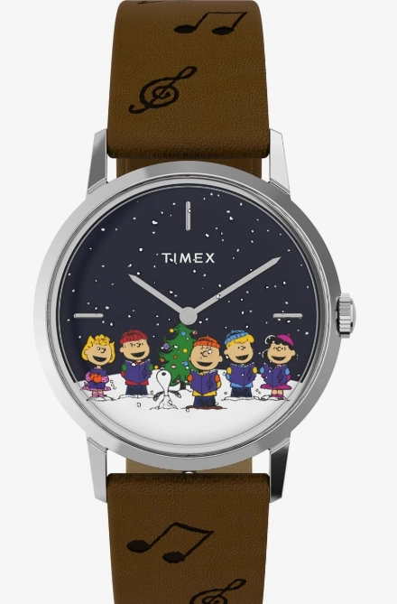 Timex TW2W472000Q Men's Marlin Peanuts "The Gang Singing" 34mm Leather Strap