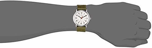 Timex Unisex T2N651 Weekender 38mm Olive Nylon Slip-Thru Strap Watch